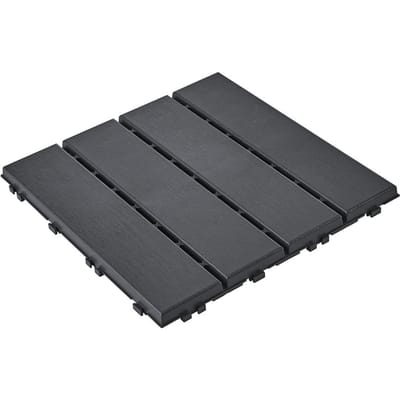 SoBuy Kunststof Vloertegels Zwart - Kliksysteem - Antislip Houtlook - Draagkracht 113 kg