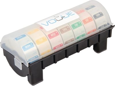 Vogue 2.5cm dispenser inclusief 7 rollen voedseletiketten daglabels oplosbaar