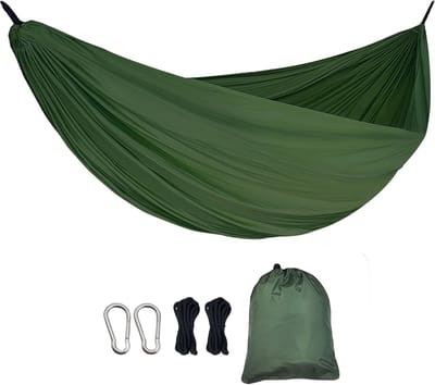 Ultralichte Hangmat voor 2 Personen met een Draagvermogen van 300 kg, Ideaal voor Kamperen, Tuin en Reizen, Inclusief Verstelbare Haken en Carabiners, 270 x 140 cm van Ademend Nylon Ripstop