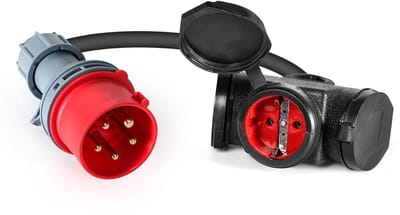 ByShane - Campingadapter 16A 400V stekker naar 3 x 230V koppelingsrubberkabel - Hoge stroomverdeler voor camping