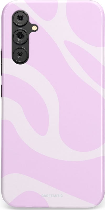 Casetastic hoesje geschikt voor Samsung Galaxy A34 (2023) 5G - Dubbellaagse bescherming - Vrolijk Roze Suikerspin Curves - Fashion Case - Lichtroze Wit