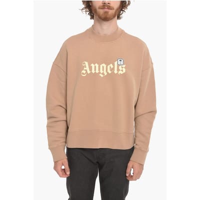 PXP PALM geborsteld katoenen sweatshirt met ronde hals in beige