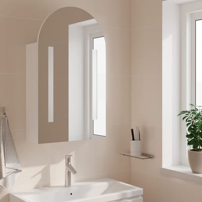 vidaXL - Badkamerkast - met - spiegel - en - LED - gebogen - 42x13x70 - cm - wit