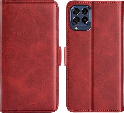 MobyDefend Hoesje - Geschikt voor Samsung Galaxy M53 - Luxe Wallet Book Case (Sluiting Zijkant) - Rood