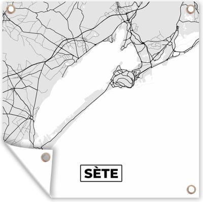 Tuin poster Sète - Frankrijk - Plattegrond - Kaart - Stadskaart - 200x200 cm - Tuindoek