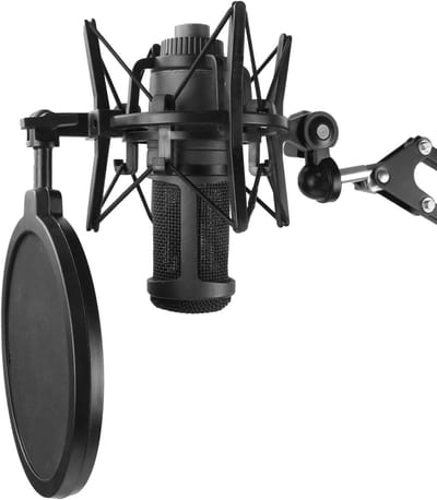 Professionele Shock Mount met Popfilter voor AT2020 en AT2020USB Microfoons - Verminder Vibration Noise en Verbeter Geluidskwaliteit