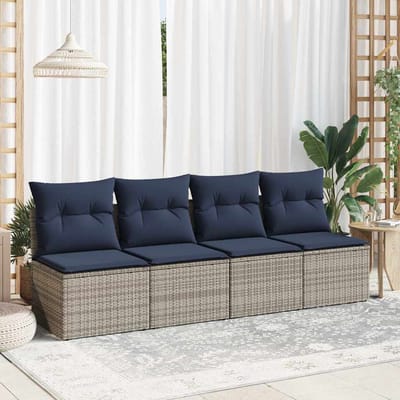 vidaXL - 2-delige - Loungeset - met - kussens - poly - rattan - acacia - grijs
