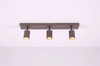 Opbouwspot 3lichts mat cacao bruin/champagnekleur metaal LED GU10 60cm breed