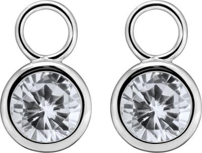 Quiges - Oorbedel Hanger met Zirkonia Transparant 9mm voor Oorringen - Dames Oorbellen - 925 Zilver - ESE001