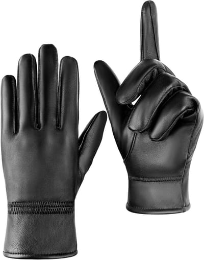 Heren Leren Handschoenen van Schapenvacht, Warme en Winddichte Winterhandschoenen voor Comfort en Bescherming