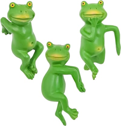 Kikker decoratie set - Tuinbeeldjes - Vijver aankleden - Milieuvriendelijke hars - 3 stuks - Groen