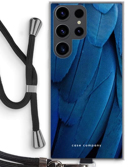 Hoesje met koord geschikt voor Samsung Galaxy S23 Ultra hoesje met Koord - Pauw - Telefoonhoesje met Zwart Koord - Bescherming aan alle Kanten en Over de Schermrand