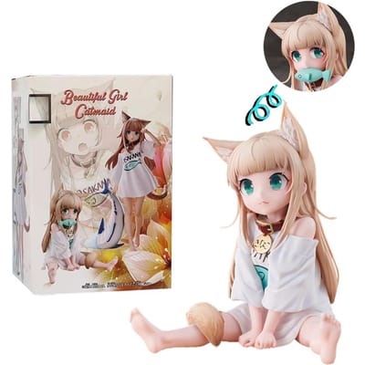19CM Mijn Kat Is Een Kawaii Meisje Anime Model Sakura Sojaboonmeel Zitten En Vis Eten Verzamelaar PVC Cadeau Actiefiguur Model Speelgoed