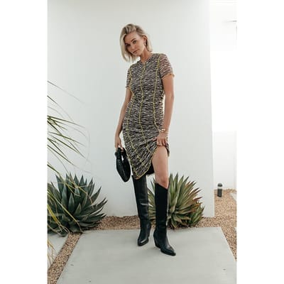 Colourful Rebel Maude Zebra Overlock Mesh Maxi Dress Ss Dark Brown Size: XXS | Maxi Dresses Outlet | Dames | Ecru