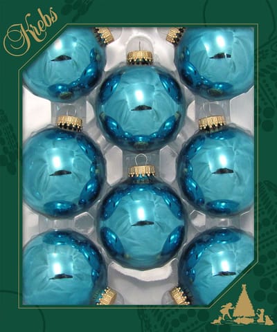 Krebs kerstballen - 8x st - turquoise blauw - 7 cm - glas - kerstversiering