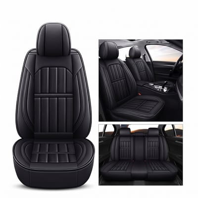 Auto Stoelhoezen Set 5-Zits – Zwart – Universele Stoelhoezen – Airbag Compatibel – Full Wrap Bescherming – Kunstleer
