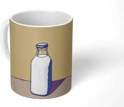 Mok - Koffiemok - Glazen - Fles - Illustratie - Melk - Mokken - 350 ML - Beker - Koffiemokken - Theemok