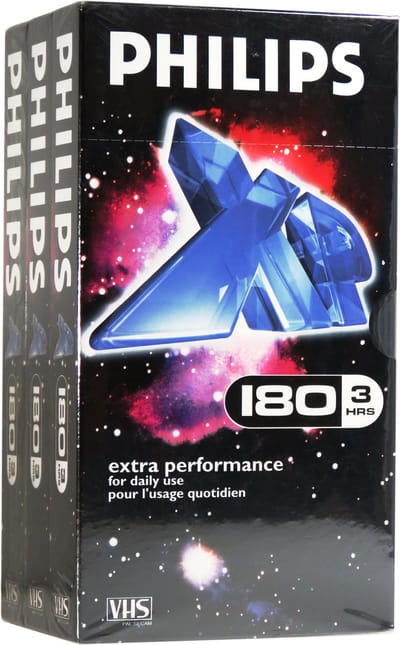 3 stuks Philips VHS videoband E180 - 3 uur / 180 minuten opnametijd - extra performance XP tape - videocassette