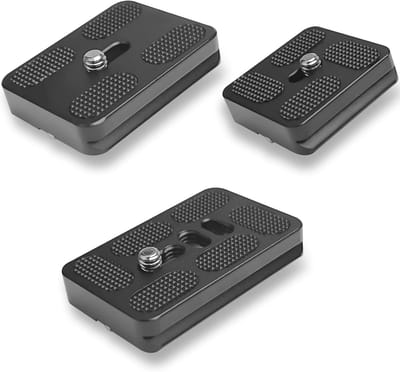 Set van 3 Snelle Bevestigingsplaten voor Camera, Geschikt voor Arca-Swiss Statief, 1/4 Inch Schroef, Ideaal voor Fotografie en Videografie