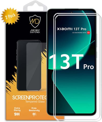 2-Pack MobyDefend Screenprotectors - Geschikt voor Xiaomi 13T Pro - Case-Friendly Screensavers - Gehard Glas