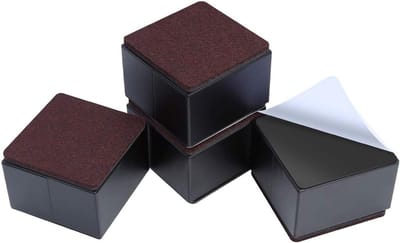 Lift Meubelverhogers Koolstofstaal, 8 cm Zelfklevende Heavy Duty, Voegt 2" Hoogte Toe aan Bedden, Banken, Kasten, Ondersteunt 20 Lbs, Vierkant Zwart
