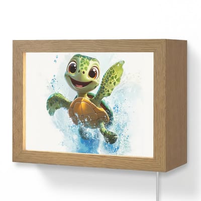 Wandlamp 20x15 cm - Oplaadbaar - Schildpad - Cartoon - Water - Groen - Wandlampen binnen woonkamer - Slaapkamer lamp met kabel - Decoratieve nachtlamp - Vloerlamp snoer
