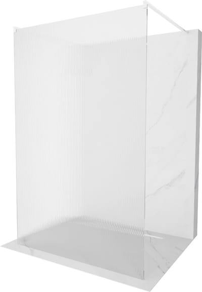 Mexen Kioto vrijstaande douchewand 100 x 200 , streepjes 8 mm, wit - 800-100-002-20-09
