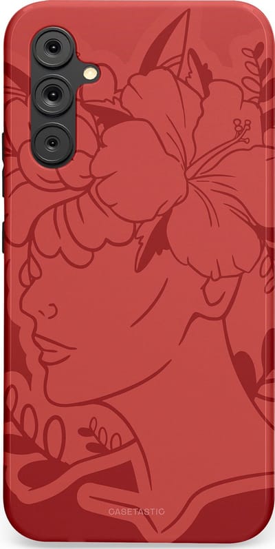 Casetastic hoesje geschikt voor Samsung Galaxy A34 (2023) 5G - Dubbellaagse bescherming - Bloemenfluistering - Fashion Case - Koraal Terracotta