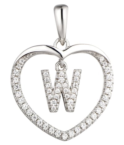 N3 Collecties 925 Hartje zilver Ketting met Hanger -Letter W