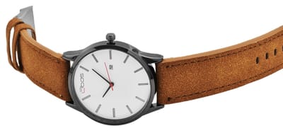 QBOS Herenhorloge imitatieleer zilverkleurig, datumweergave