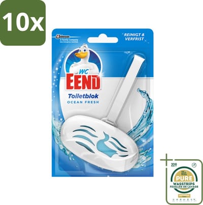 10 x WC Eend - Ocean Fresh - Toiletblok - Frisse Oceaangeur bij Elke Spoelbeurt - 40 gr - Grootverpakking - Toiletblok - Frisse Oceaangeur - Reiniging Toilet - Kalkaanslag Voorkomen - Hygiëne Toilet