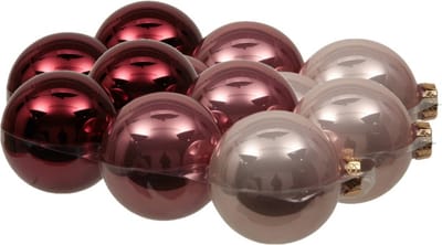 18x stuks kerstversiering kerstballen roze tinten van glas - 8 cm - glans - Kerstboomversiering