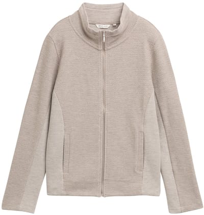 Tom Tailor - Sweatjack met opstaande kraag - Maat XL - soft taupe melange