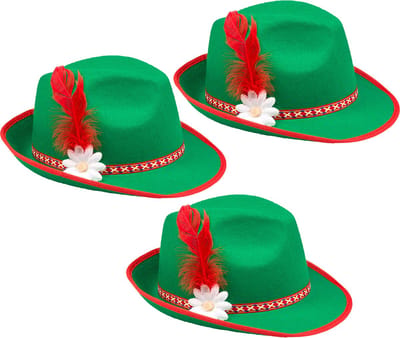 Verkleed hoedje voor Oktoberfest/Duits/Tiroler - 3x - groen - volwassenen - Carnaval