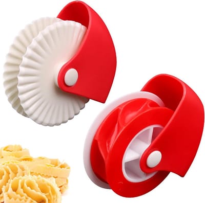 Gegolfd snijwiel - 2 stuks - voor deeg, pasta en fondant - bakgereedschap met golfpatroon
