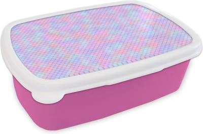 Broodtrommel Roze - Lunchbox - Brooddoos - Design - Geometrie - Roze - 18x12x6 cm - Kinderen - Meisje