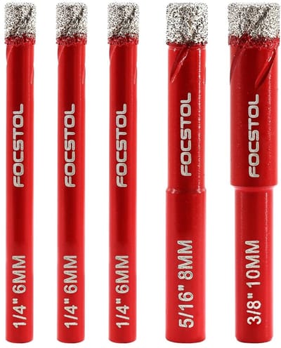 Set van 5 Diamant Tegelboren (6, 6, 6, 8, 10 mm) voor Keramiek, Porselein en Steen