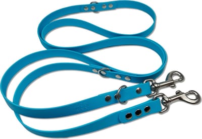 Miqdi - verstelbare, handsfree hondenriem van BioThane®- 3 meter lang - lichtblauw - L - voor grote honden