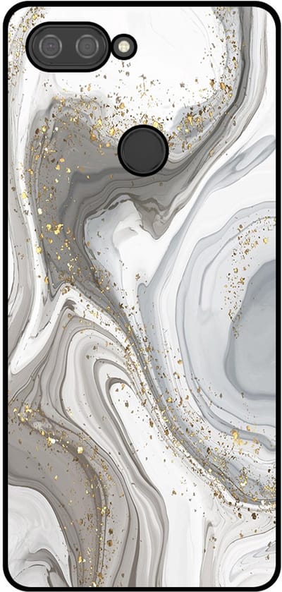Smartphonica Telefoonhoesje Geschikt voor Xiaomi Mi 8 Lite met marmer opdruk - TPU backcover case marble design - Zilver geschikt voor Xiaomi Mi 8 Lite