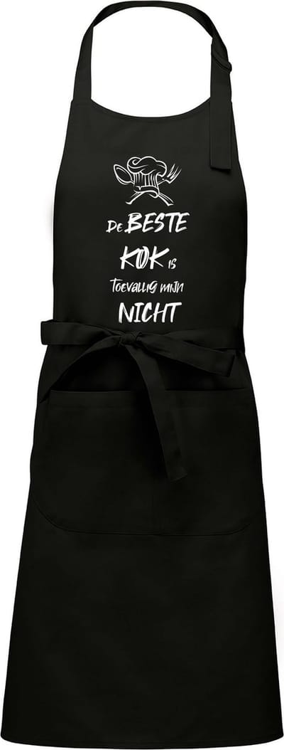 Mijncadeautje - Schort - De beste kok is toevallig mijn - NICHT - Mooie - grappige - leuke Keukenschort - Zwart