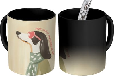Magische Mok - Foto op Warmte Mokken - Koffiemok - Quote - Hond - Zonnebril - Magic Mok - Beker - 350 ML - Theemok - Mok met Tekst