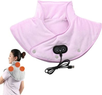 Massagekussen - Sjaaldeken - Verwarmd kussen voor nek- en schoudermassage, verwarmd massagekussen, 3 temperatuur- en massage-instellingen, automatische uitschakeling, zacht en comfortabel ontwerp, pijnverlichting (paars)