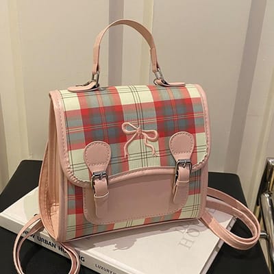 Casual Veelzijdige Niche Geruite Rugzak voor Dames Nieuwe Stijl Kleine Rugzak Contrasterende Kleur Mini Handtas