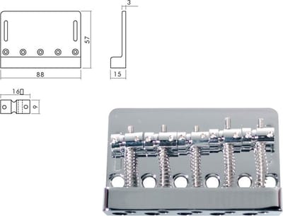 Boston BB-405-C Chroom Brug-Staartstuk voor 5-Snarige Jocker/Puncher Bass