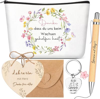 Cadeauset voor leraren - Bedankje set - Leraar bedanken - Met emotionele tekst - 5 Delen - Bloemenprint