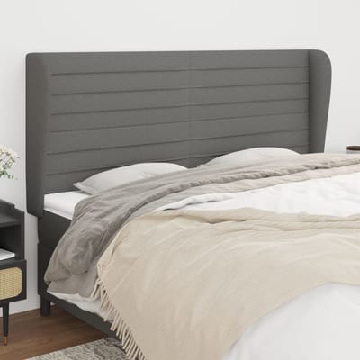vidaXL - Hoofdbord - met - randen - 183x23x118/128 - cm - stof - donkergrijs