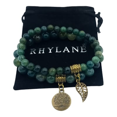 Dubbele chakra Reiki armband mosagaat - Set voor vrouwen - 2 stuks – Healing Crystals – Yoga – Groen natuursteen