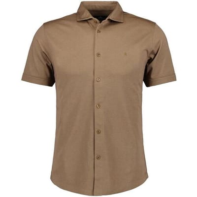 Ragman Overhemd Soft Knit Easy Care Short Sleeve Solid Color Chestnut / male