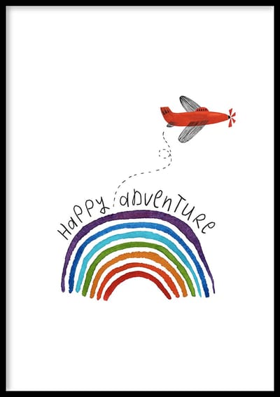 Poster Happy adventure - Kinderkamer poster - Babykamer poster - Kinderkamer decoratie - 50x70 cm - WALLLL