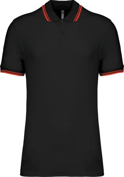 Kariban Gestreepte herenpolo korte mouwen K272 - BLACK / RED - 3XL